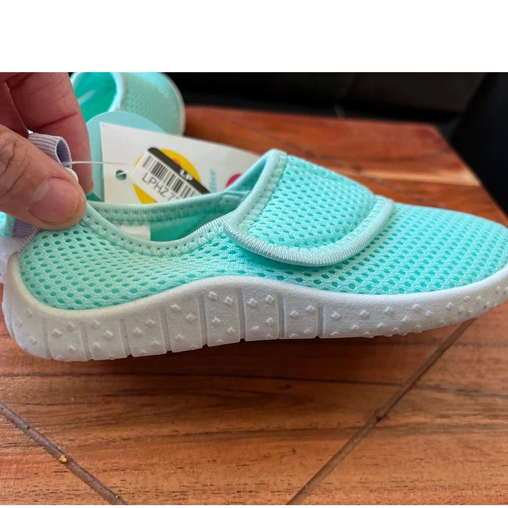 Toddler Kids Sun Squad Aqua Water Shoes M 7/8‎ Teal Purple Hook and Loop